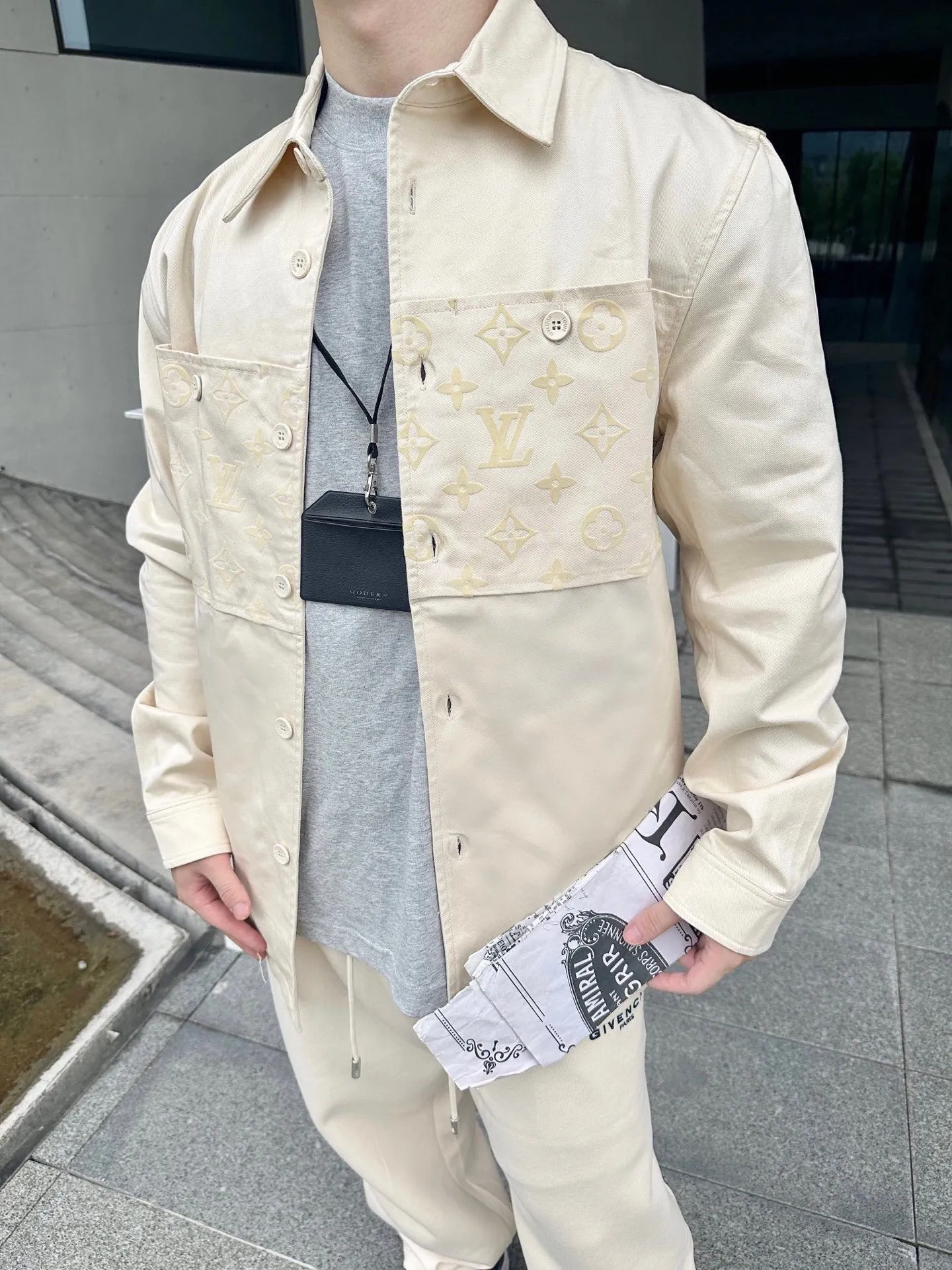 Louis Vuitton/Louis Vuitton 24Fw presbyopic flocked patchwork shirt jacket